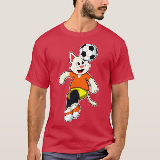 Katze beim Sport mit Fußball T-Shirt