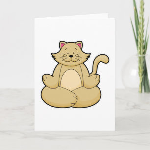 Katze beim Yoga Dehnübung im Schneidersitz Karte