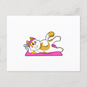 Katze beim Yoga-Dehnübungen Postkarte
