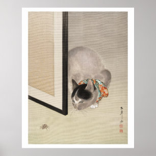 Katze beobachtet eine Spinne (1888–1892) Illustrat Poster