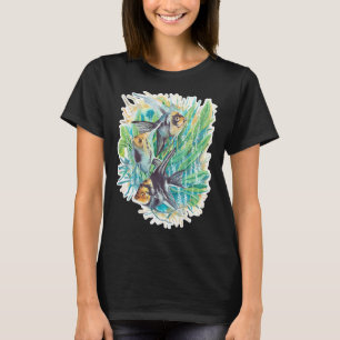 Katze beobachtet Fische T-Shirt