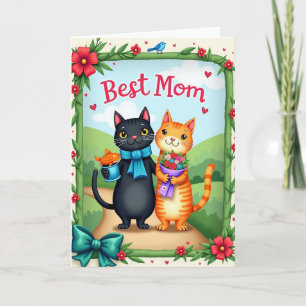 Katze beste Mama Blumenkarte Karte