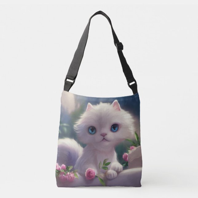 KATZE BIG MIT AUGEN WEISSE KÜCHE TASCHE DRUCK TASC (Vorderseite)