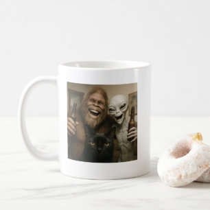 Katze Bigfoot Alien Selfie BFF Lustiges Foto mit U Kaffeetasse