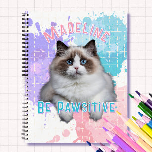 Katze bleibend zurück in die Schule Notizbuch