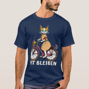 Katze bleibt fit lustiger Comic Fahrrad Radfahrer T-Shirt