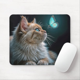 Katze Blick auf einen Neon Butterfly Mousepad