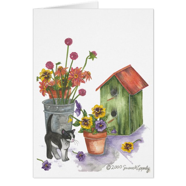 Katze Blume Birdhouse Watercolor "Willie" (Vorne)