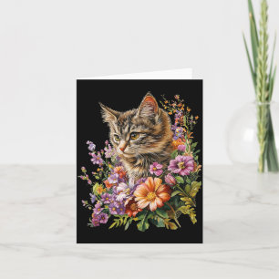 Katze Blumen Floral Süße Katze Grafik Karte