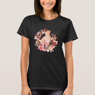 Katze Blumen Schmetterlinge Katze T-Shirt