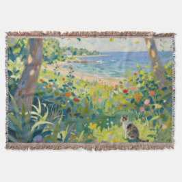 Katze Blumen Und Meer Decke