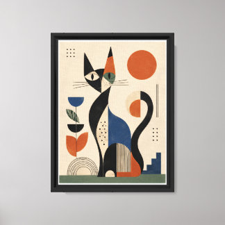 Katze & Blumen Wasserfarben Leinwanddruck