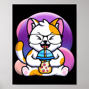 Katze Boba fressen ramen Anime kawaii neko Katze e Poster