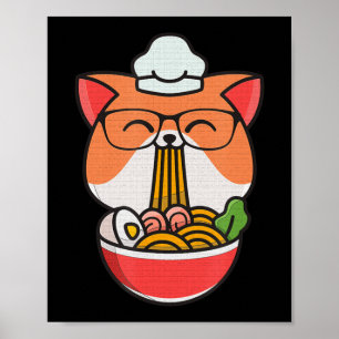 Katze Boba fressen ramen Anime kawaii neko Katze e Poster