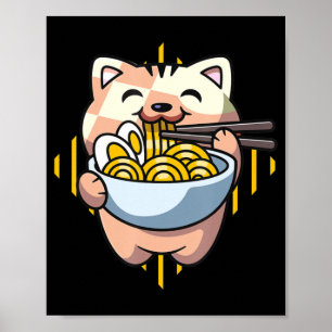 Katze Boba fressen ramen Anime kawaii Neko Katze t Poster
