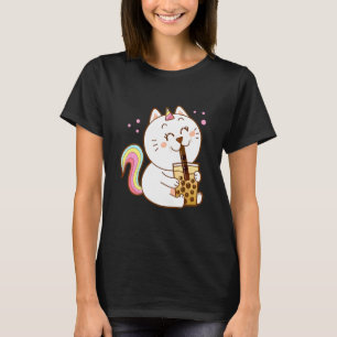 Katze Boba Tee Blase Süße Katze Einhorn Trinkt Ein