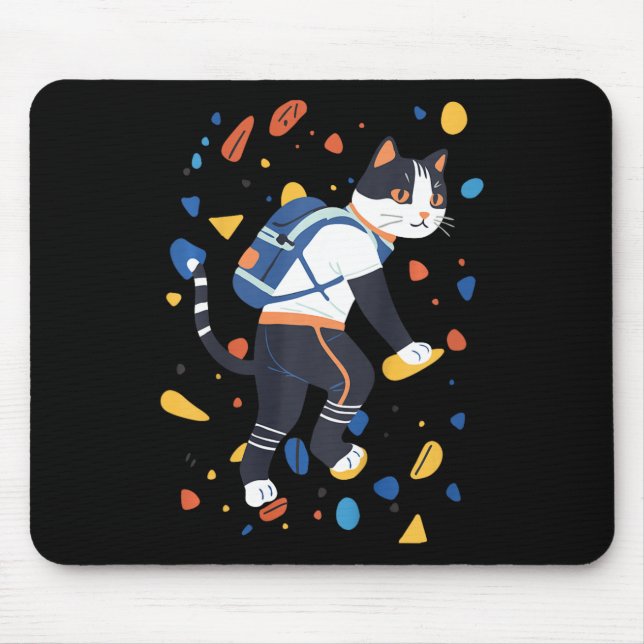 Katze Bouldering Felsenklettern Lustig Bunt Klette Mousepad (Vorne)