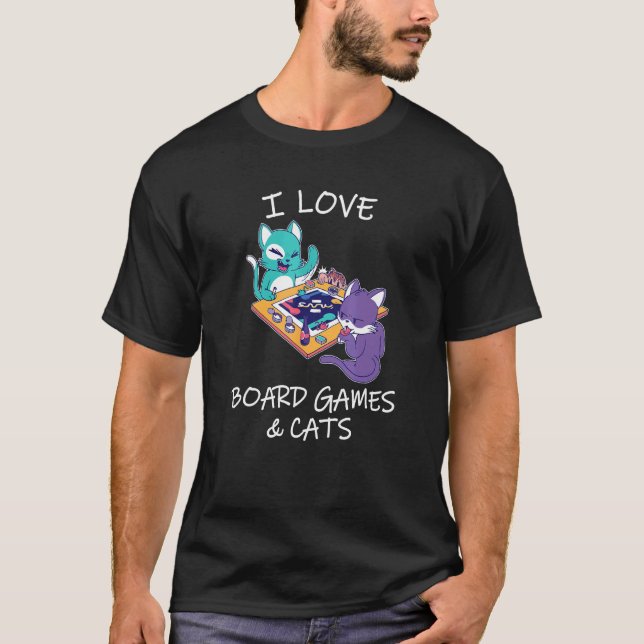 Katze Brettspieler T-Shirt (Vorderseite)