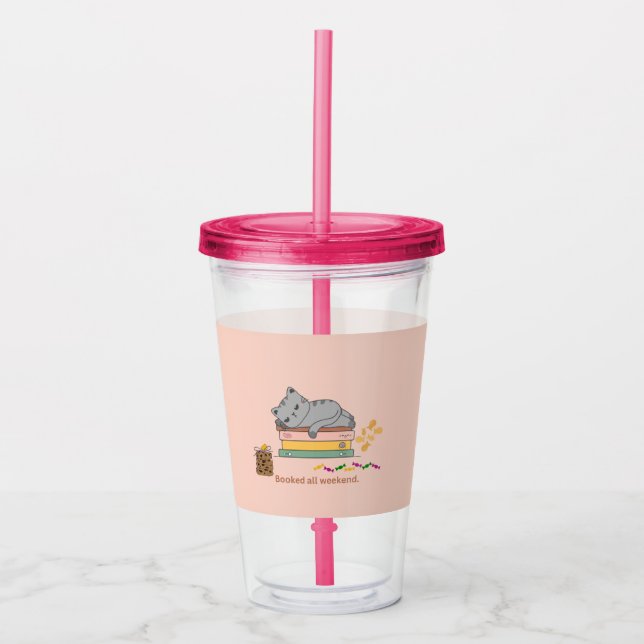 Katze buchen acryltrinkbecher (Vorderseite)