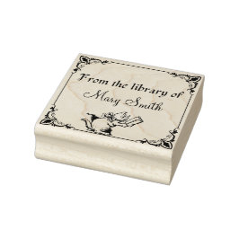 Katze buchen | Briefmarke der Holzkunst für Bücher Gummistempel