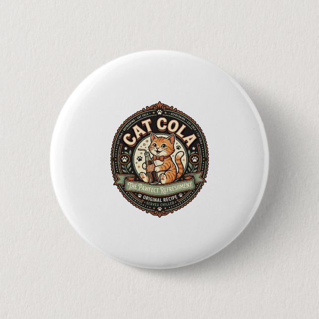 Katze Cola Katze Soda Pop Getränk Label Katze Vint Button (Vorderseite)