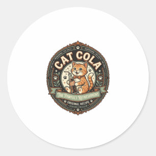 Katze Cola Katze Soda Pop Getränk Label Katze Vint Runder Aufkleber