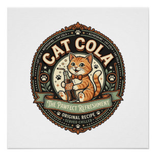 Katze Cola Katze Soda Pop Getränkeetikett Katze Vi Poster