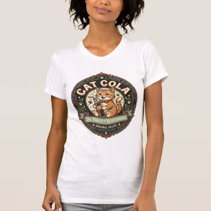 Katze Cola Katze Soda Pop Getränkeetikett Katze Vi T-Shirt