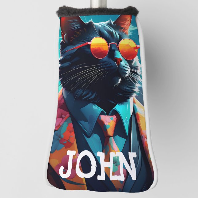 KATZE COOL FUNNGOLFKOPFDECKE PERSONALISIERT GOLF HEADCOVER (Rotieren 90)