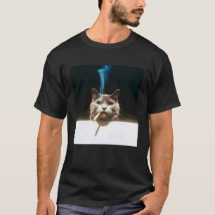 Katze Cool Rauchen Meme Retro Humor für traurige K T-Shirt