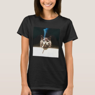 Katze Cool Rauchen Meme Retro Humor für traurige K T-Shirt