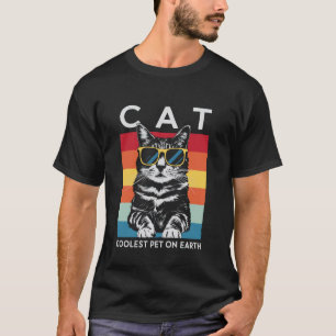 Katze Coolstes Haustier Auf Erden Retro Sonnenbril T-Shirt