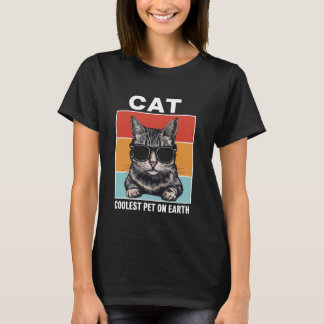 Katze Coolstes Haustier Auf Erden Retro Sonnenbril T-Shirt