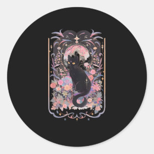 Katze Cottagecore Akademie Goblincore Hexe Goth Mä Runder Aufkleber