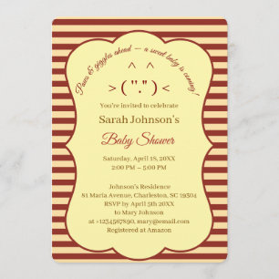 Katze Creme Burgunder Streifen Baby Shower Einladung