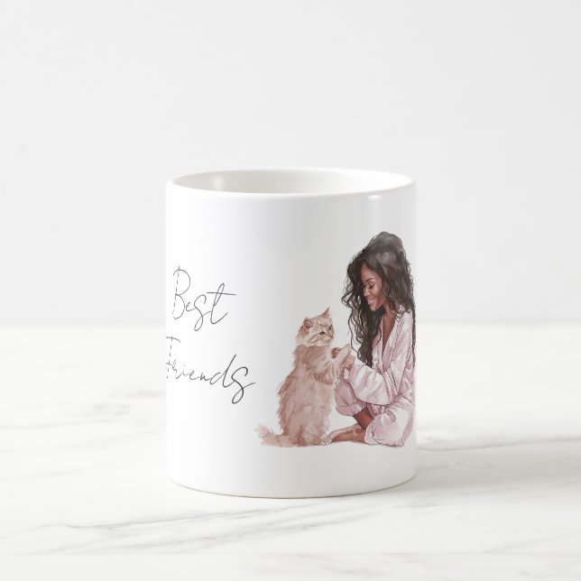 Katze Creme Weiblich Schwarze Haare Kaffeetasse (Mittel)