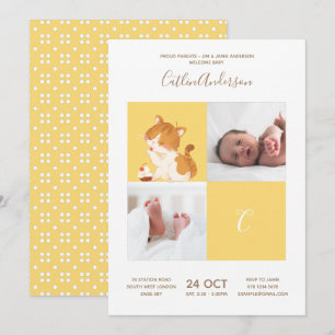 Katze Cupcake • Alphabet Monogram Süße Babyparty Einladung