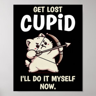 Katze Cupid Bogenschütze Lustiger Valentinstag Poster