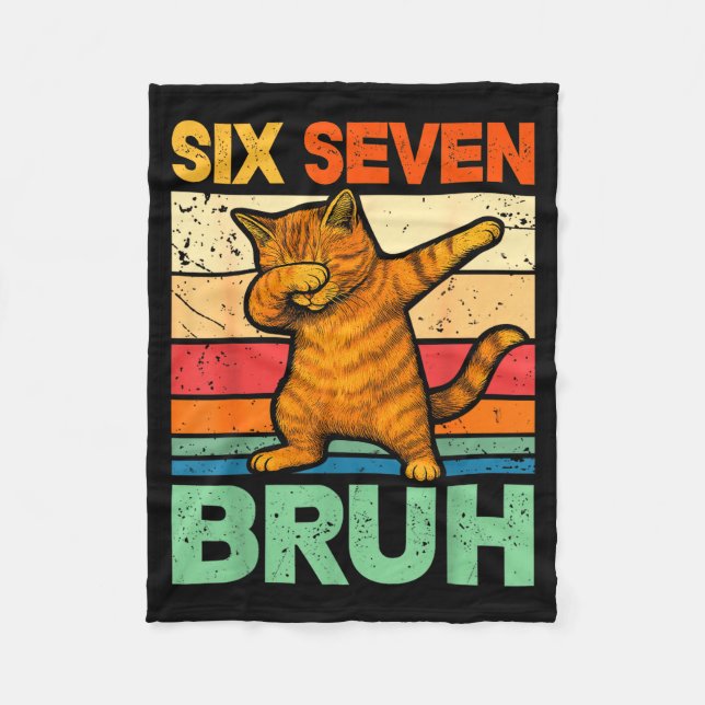 Katze Dabbing Bruh 67 Meme 6 7 Sechs Sieben  Fleecedecke (Vorderseite)