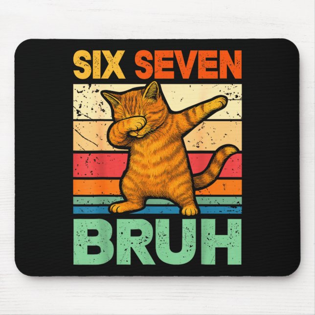 Katze Dabbing Bruh 67 Meme 6 7 Sechs Sieben  Mousepad (Vorne)