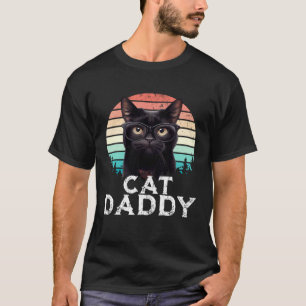 Katze Daddy Schwarze Katze Vintage Achtziger Stil T-Shirt