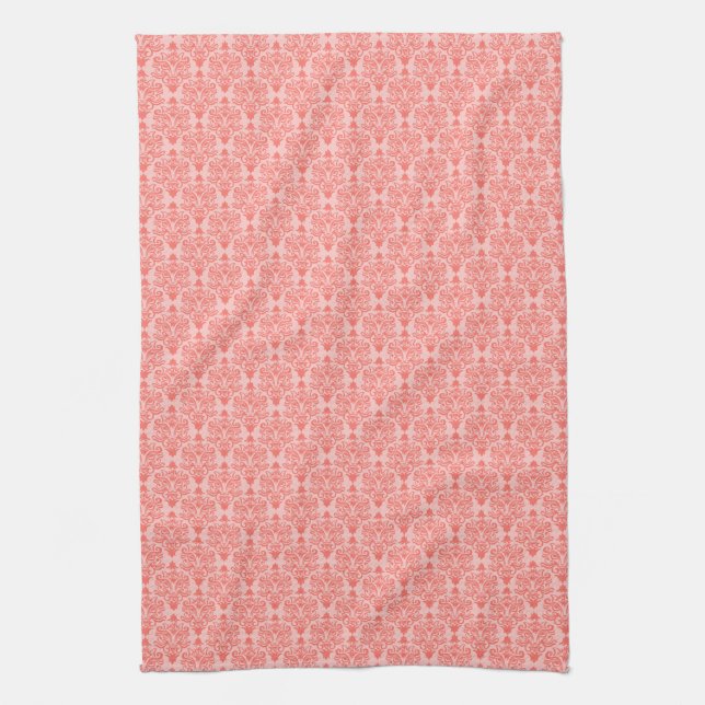 Katze Damask Korallenriff und Spülküche Handtuch (Vertikal)