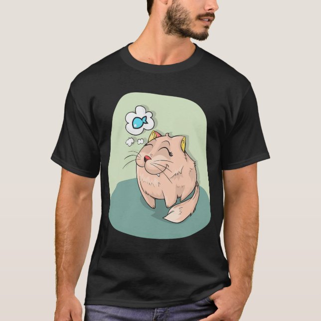 Katze denkt an Fisch T-Shirt (Vorderseite)