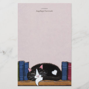 Katze der Buch-Liebe- auf einem Briefpapier