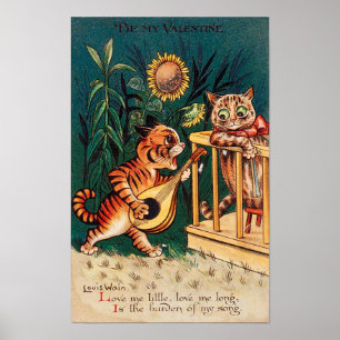 Katze der Liebenden Valentine, Louis Wain Poster