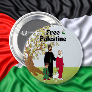 Katze der Olive Tree Family Flag Button