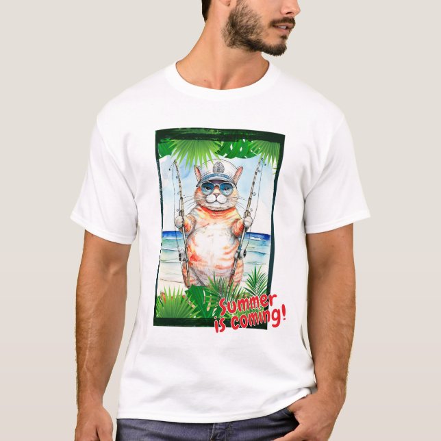 Katze "Der Sommer kommt!" T-Shirt (Vorderseite)