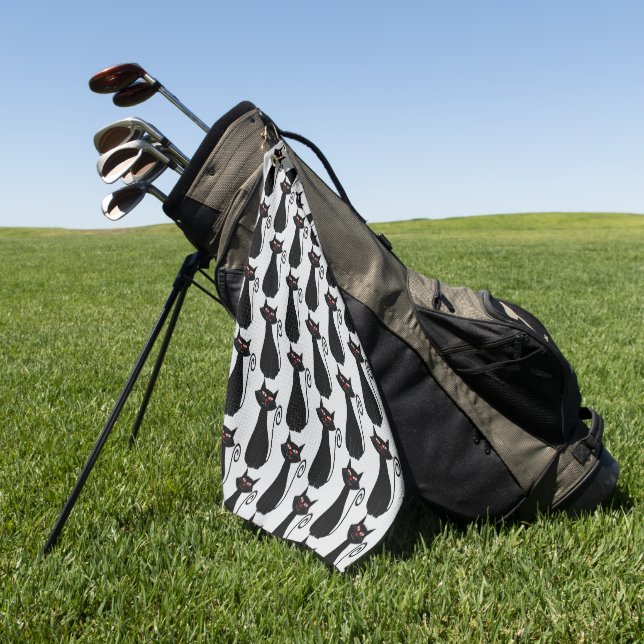 Katze Design beliebiger Hintergrundfarbe Golfhandtuch (Gras)