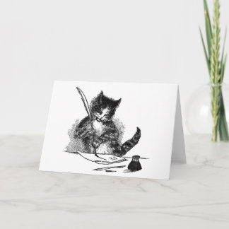 Katze, die an Sie Gruß-Karte denkt Karte
