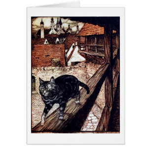 Katze, die auf ein Geländer geht